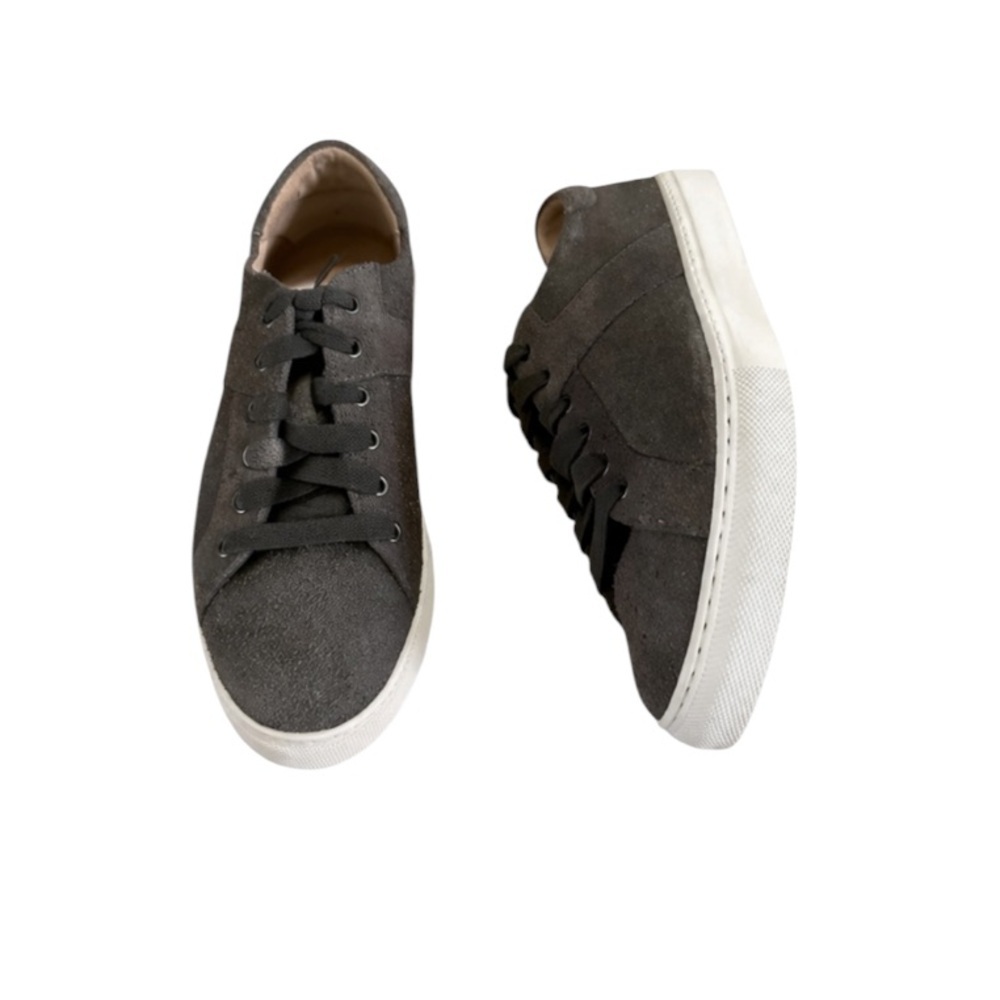 Trask Lindsey Grey Suede Sneakers Minimalist Italian Leather Size 6
